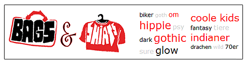 T-Shirts und Taschen Hippie, Psy, Goa, Gothic